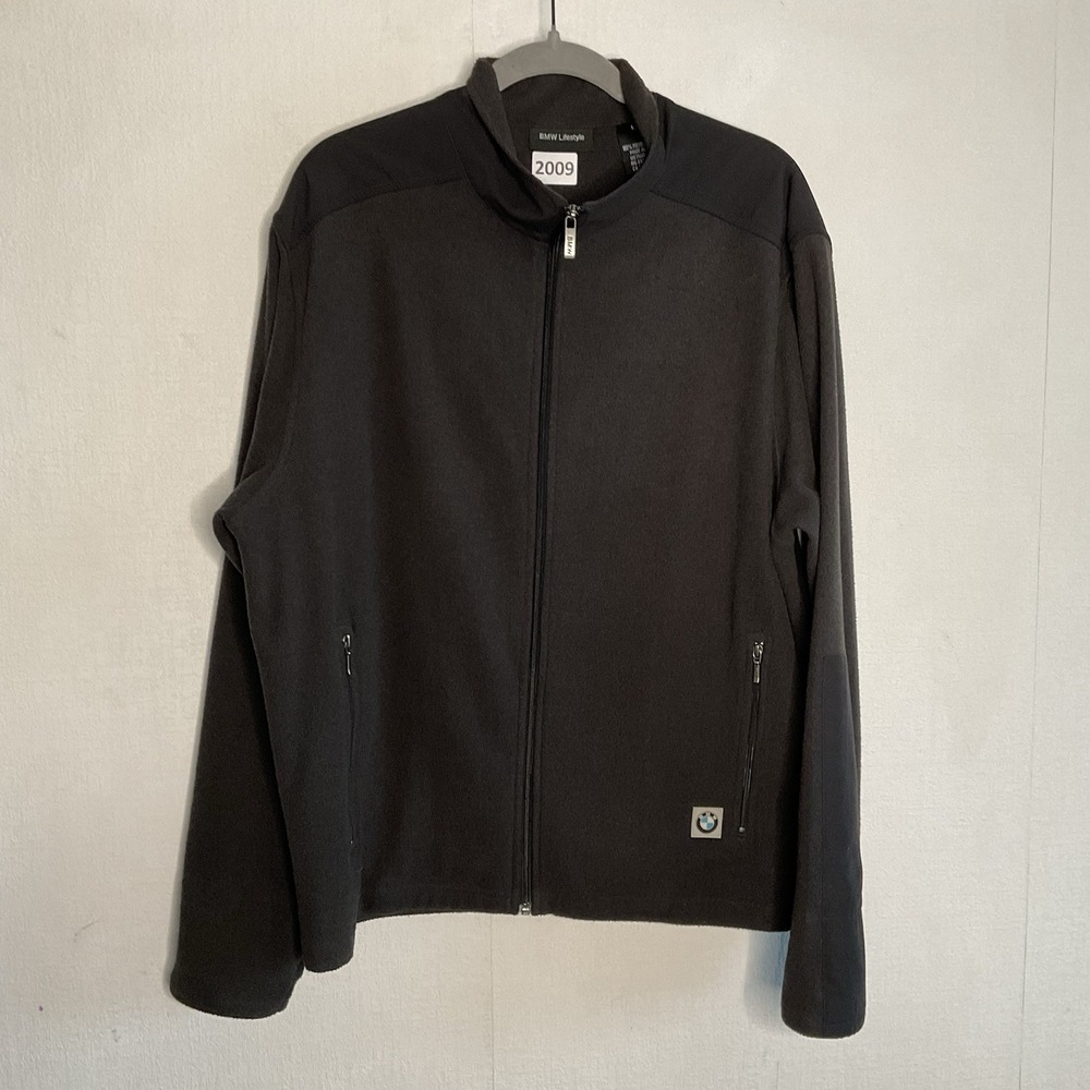 BMW Lifestyle Full‎ Zip Jacket Mens L Black/Gray Polyester Pockets Logo Driving